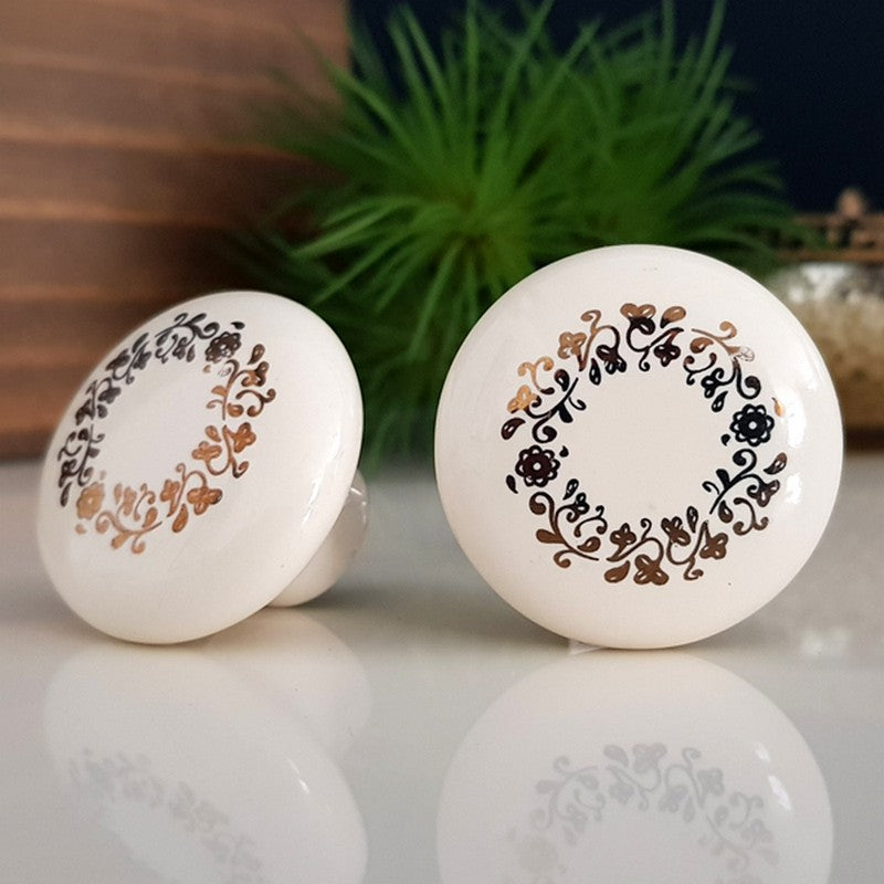 Puxador Porcelana Redondo Estampa 38mm - C1129