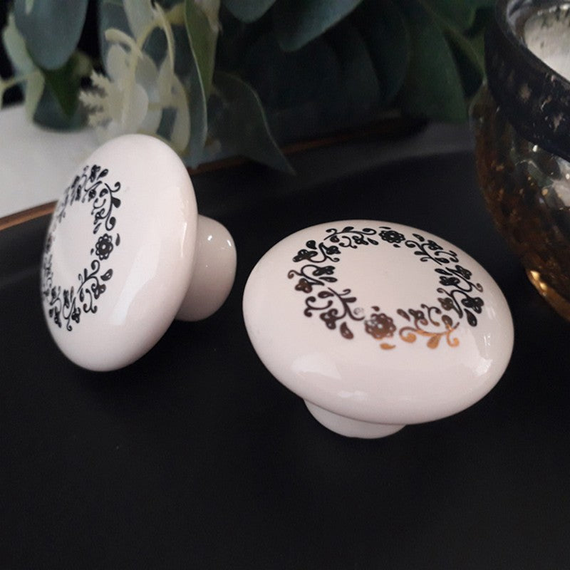 Puxador Porcelana Redondo Estampa 38mm - C1129