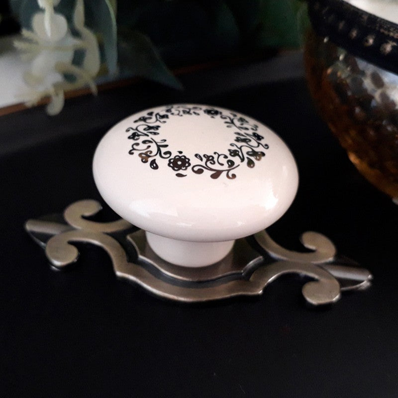 Puxador Porcelana Redondo Estampa 38mm - C1129