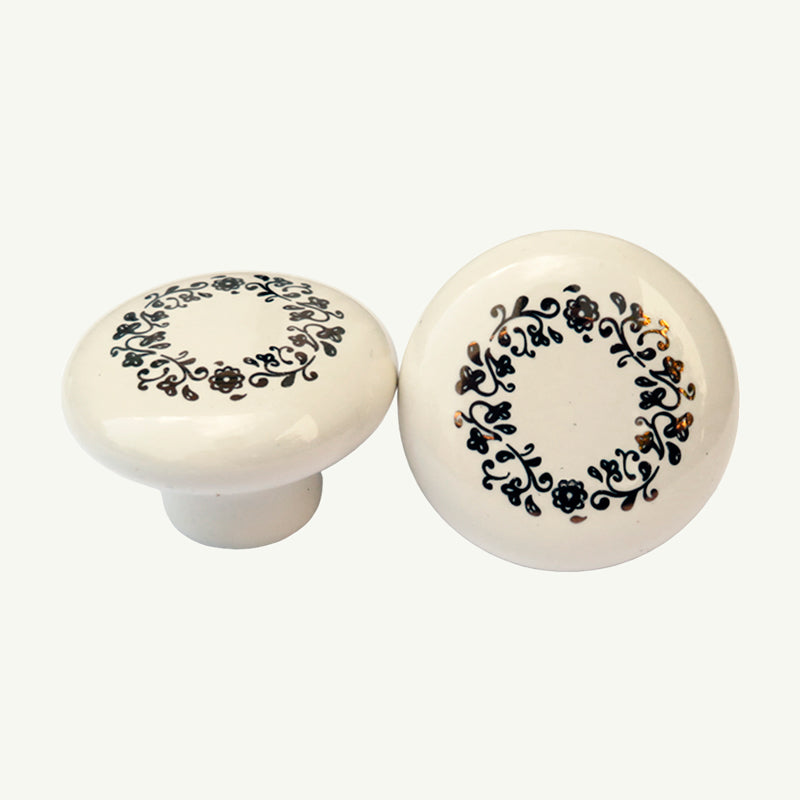 Puxador Porcelana Redondo Estampa 38mm - C1129