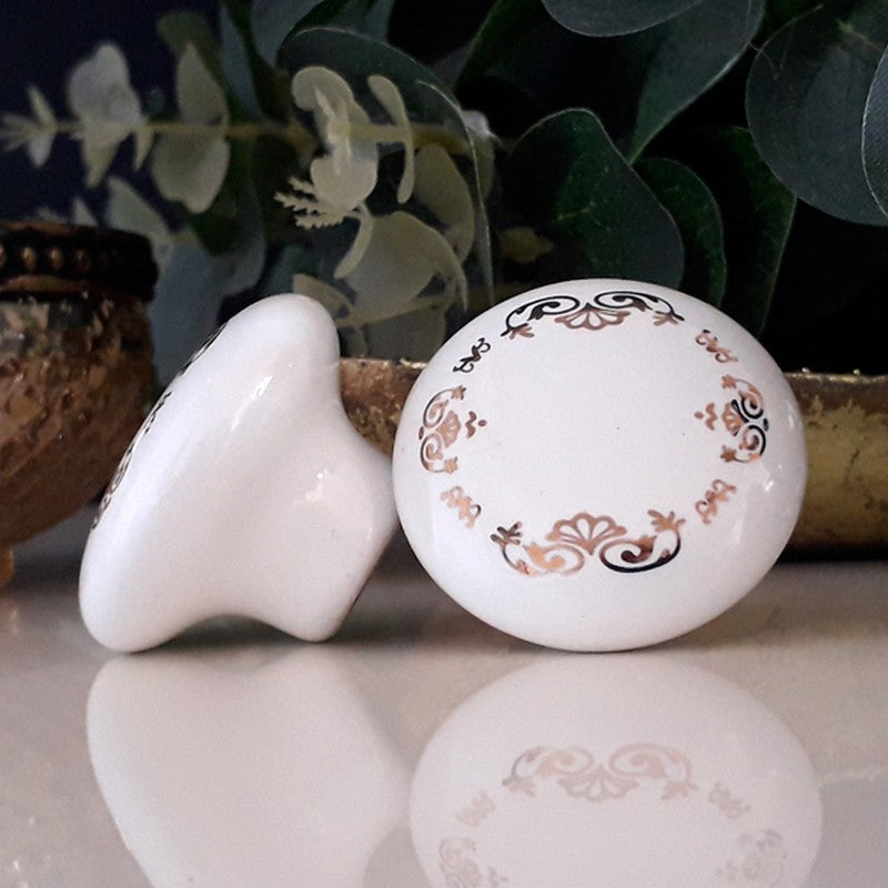 Puxador Porcelana Redondo Estampa 38mm - C1130