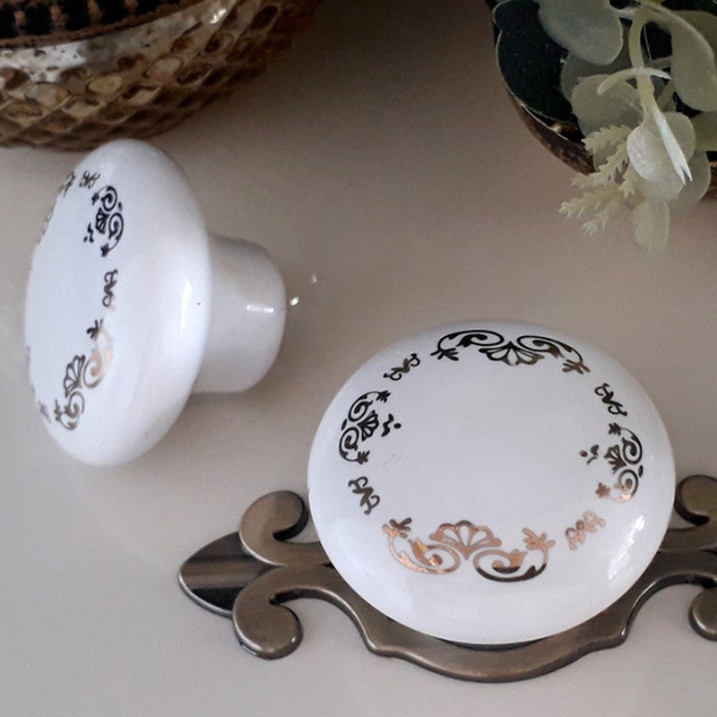 Puxador Porcelana Redondo Estampa 38mm - C1130