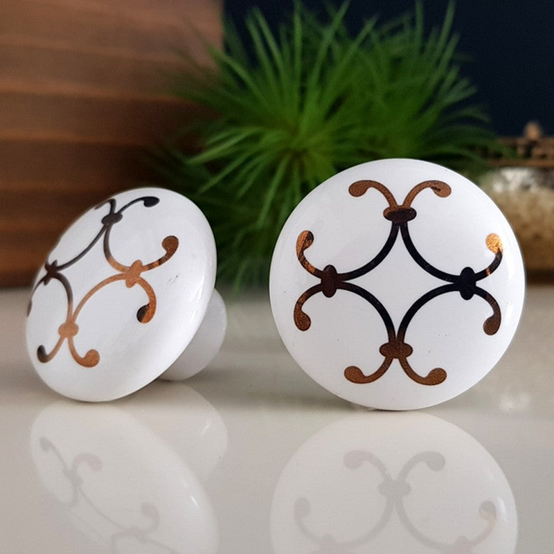 Puxador Porcelana Redondo Estampa 38mm - C1131