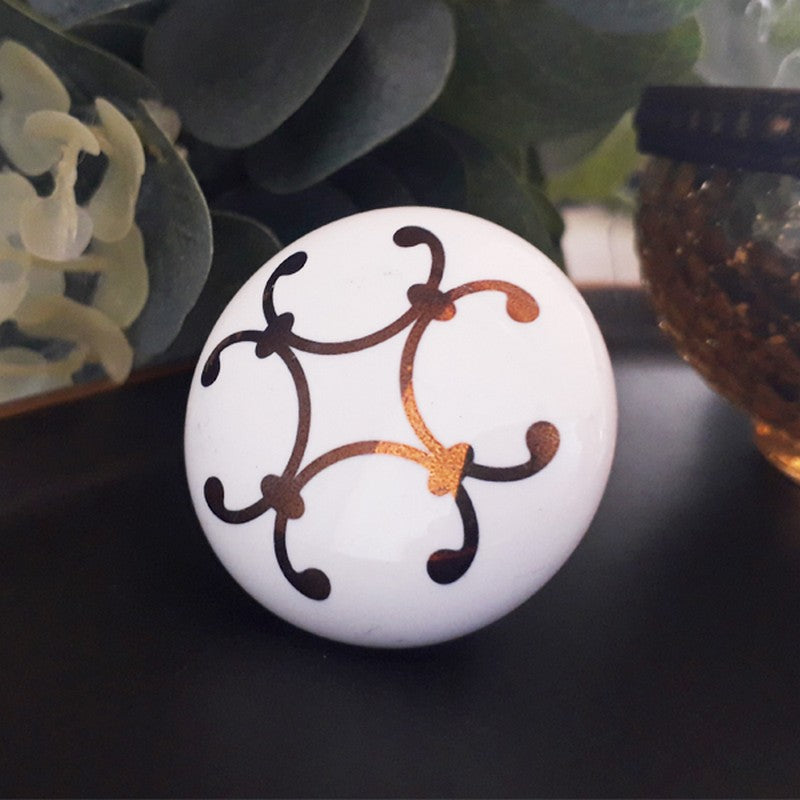 Puxador Porcelana Redondo Estampa 38mm - C1131