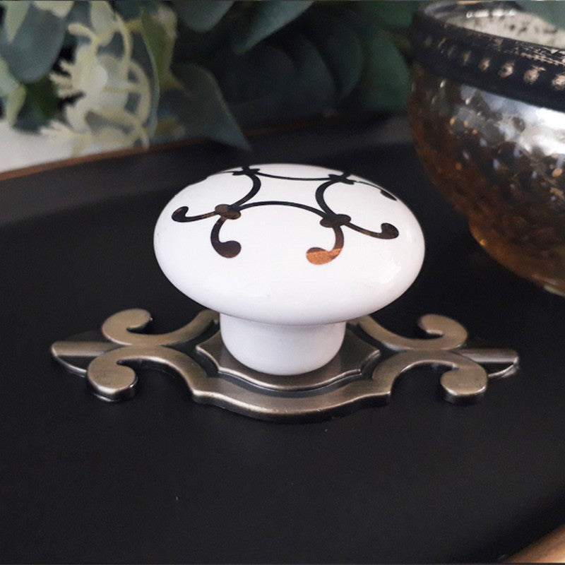 Puxador Porcelana Redondo Estampa 38mm - C1131