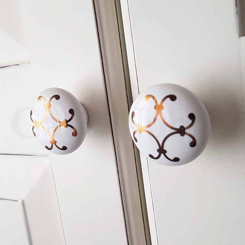 Puxador Porcelana Redondo Estampa 38mm - C1131