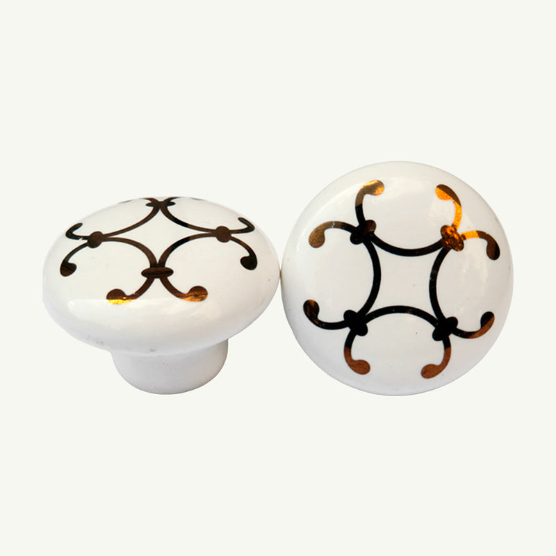 Puxador Porcelana Redondo Estampa 38mm - C1131