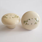 Puxador Porcelana Redondo Marfim+Flor 38mm - C1139