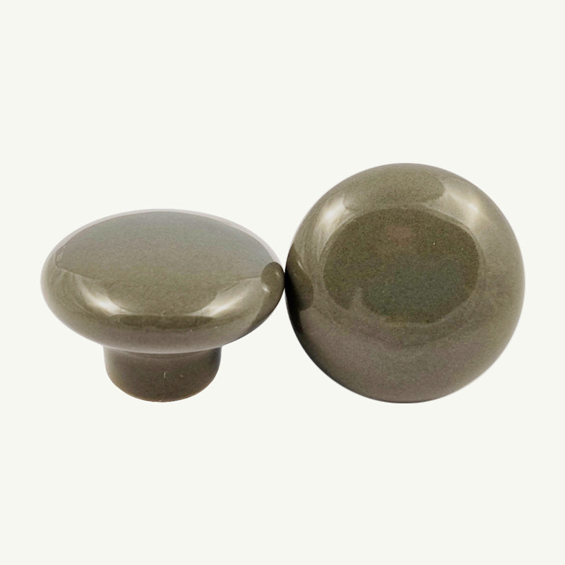 Puxador Porcelana Redondo Cinza 38mm - C1164