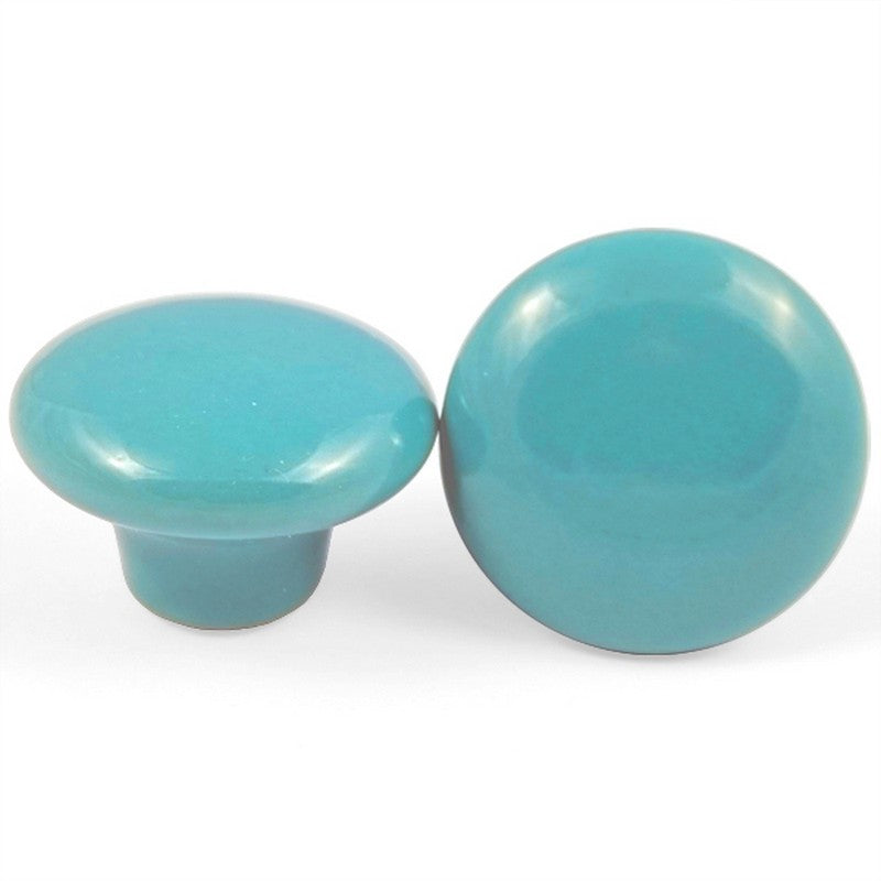 Puxador Porcelana Redondo Turquesa 38mm - C1166