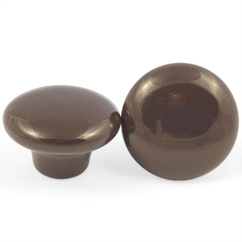 Puxador Porcelana Redondo Marrom Café 38mm - C1167