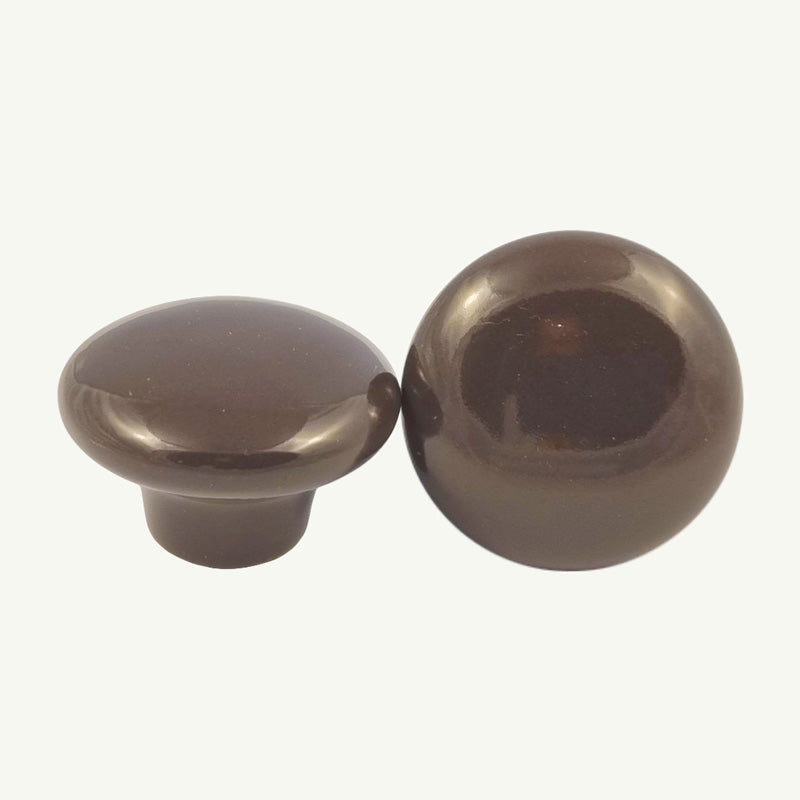 Puxador Porcelana Redondo Marrom Café 38mm - C1167