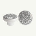 Puxador Porcelana Redondo Estampa Cinza 38mm - C1171