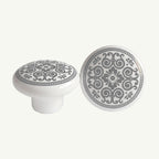 Puxador Porcelana Redondo Estampa Cinza 38mm - C1171