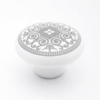 Puxador Porcelana Redondo Estampa Cinza 38mm - C1172