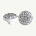 Puxador Porcelana Redondo Estampa Cinza 38mm - C1172