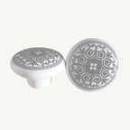 Puxador Porcelana Redondo Estampa Cinza 38mm - C1172