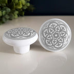 Puxador Porcelana Redondo Estampa Cinza 38mm - C1173
