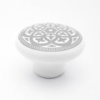 Puxador Porcelana Redondo Estampa Cinza 38mm - C1173