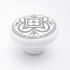 Puxador Porcelana Redondo Estampa Cinza 38mm - C1174