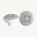 Puxador Porcelana Redondo Estampa Cinza 38mm - C1174