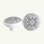 Puxador Porcelana Redondo Estampa Cinza 38mm - C1174