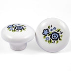 Puxador Porcelana Redondo Padrão Floral 38mm - C1175