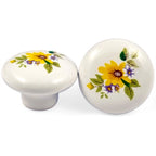 Puxador Porcelana Redondo Padrão Floral 38mm - C1176