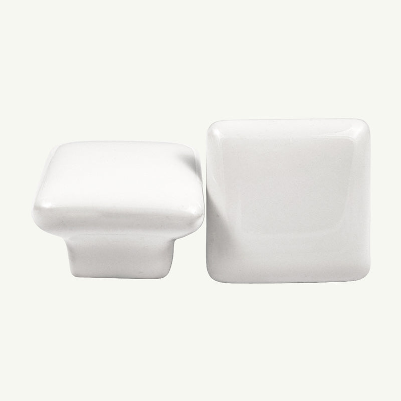 Puxador Porcelana Quadrado Branco 38mm - C1179