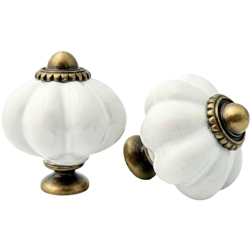 Puxador Porcelana Abóbora 34mm Branco - C1201