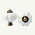 Puxador Porcelana Abóbora 34mm Branco - C1201