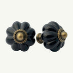 Puxador Porcelana Abóbora 34mm Preto - C1202