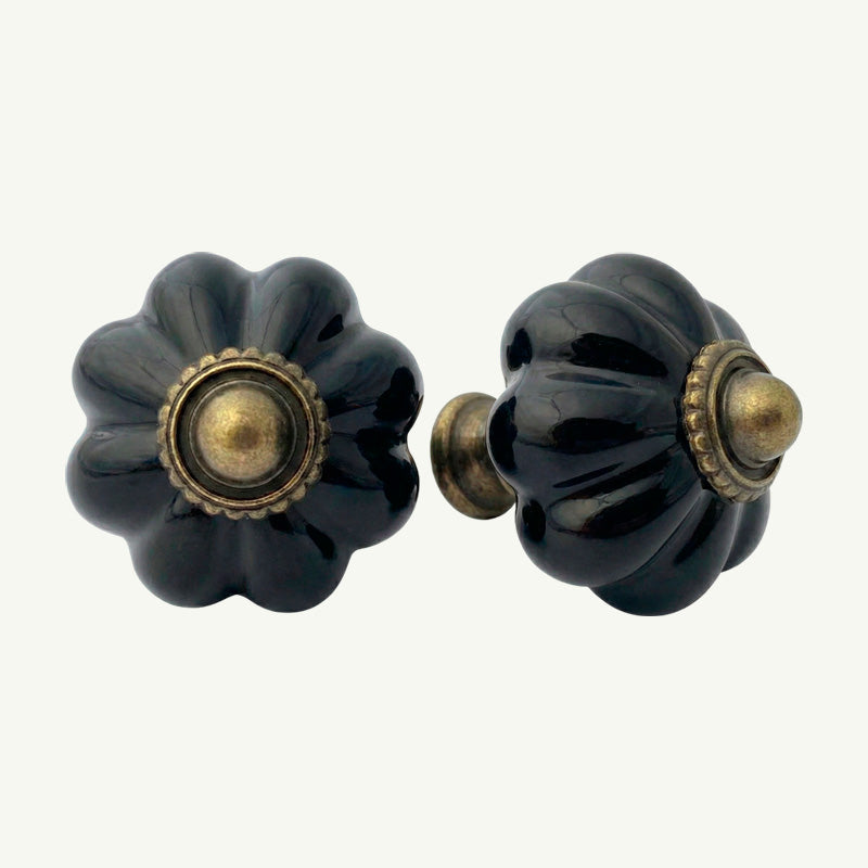 Puxador Porcelana Abóbora 34mm Preto - C1202