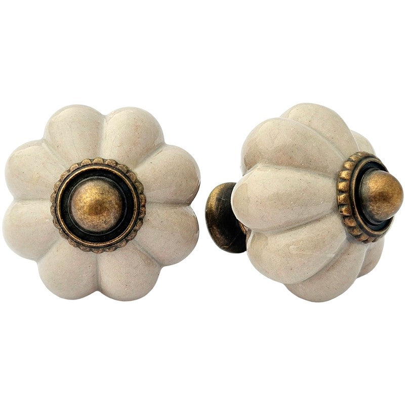 Puxador Porcelana Abóbora 34mm Areia - C1203