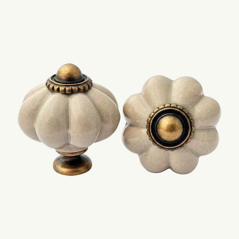 Puxador Porcelana Abóbora 34mm Areia - C1203