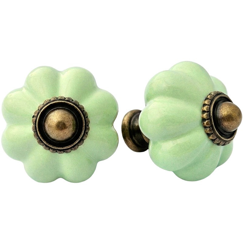 Puxador Porcelana Abóbora 34mm Verde Claro - C1204