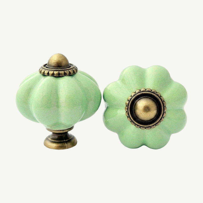 Puxador Porcelana Abóbora 34mm Verde Claro - C1204