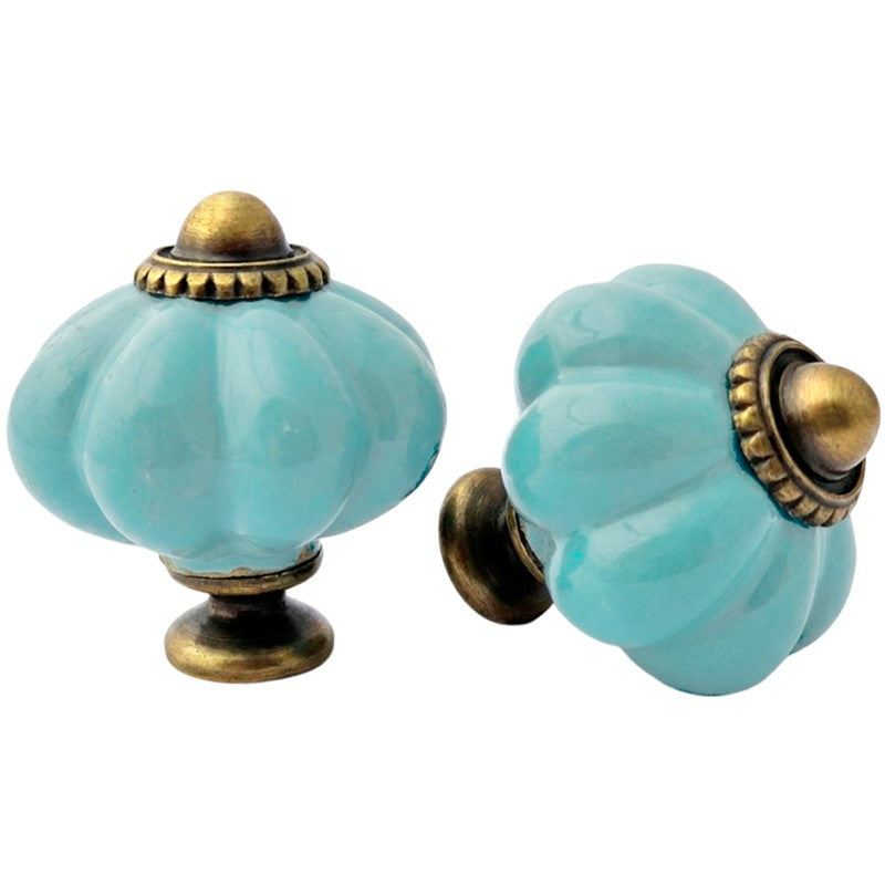 Puxador Porcelana Abóbora 34mm Azul Claro - C1205