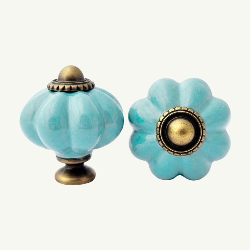 Puxador Porcelana Abóbora 34mm Azul Claro - C1205