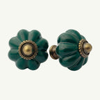 Puxador Porcelana Abóbora 34mm Verde Escuro - C1207