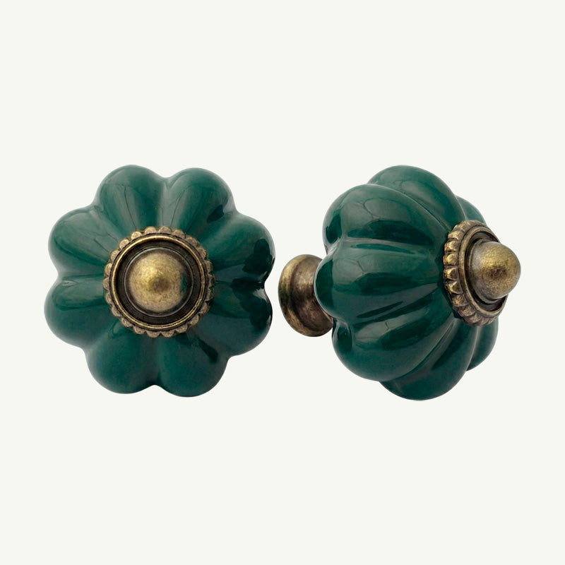 Puxador Porcelana Abóbora 34mm Verde Escuro - C1207