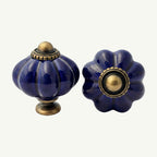 Puxador Porcelana Abóbora 34mm Azul Escuro - C1208