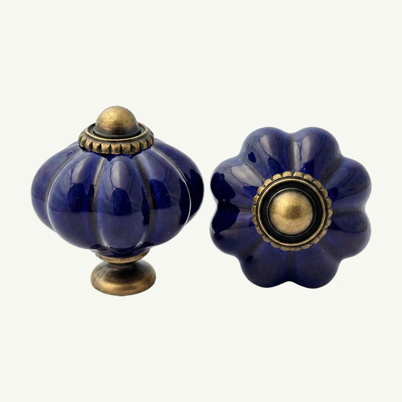 Puxador Porcelana Abóbora 34mm Azul Escuro - C1208