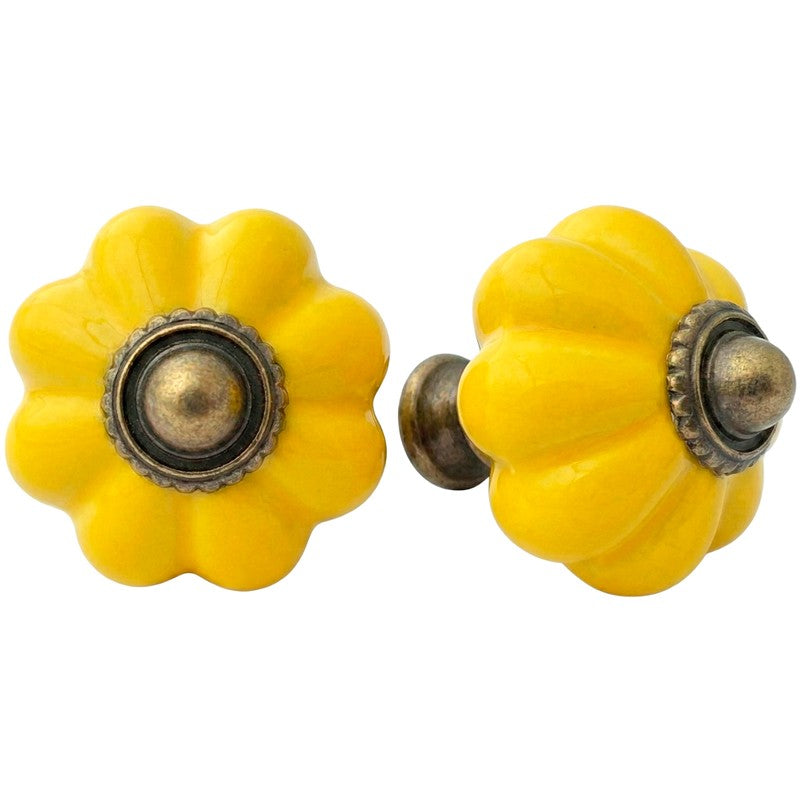 Puxador Porcelana Abóbora 34mm Amarelo - C1209