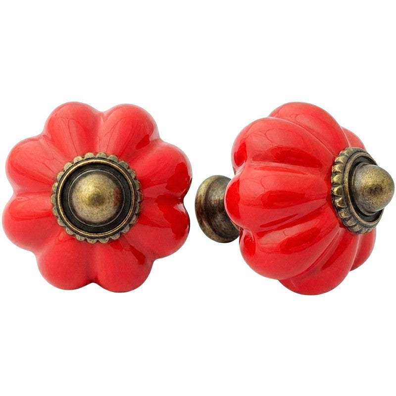 Puxador Porcelana Abóbora 34mm Vermelho - C1210