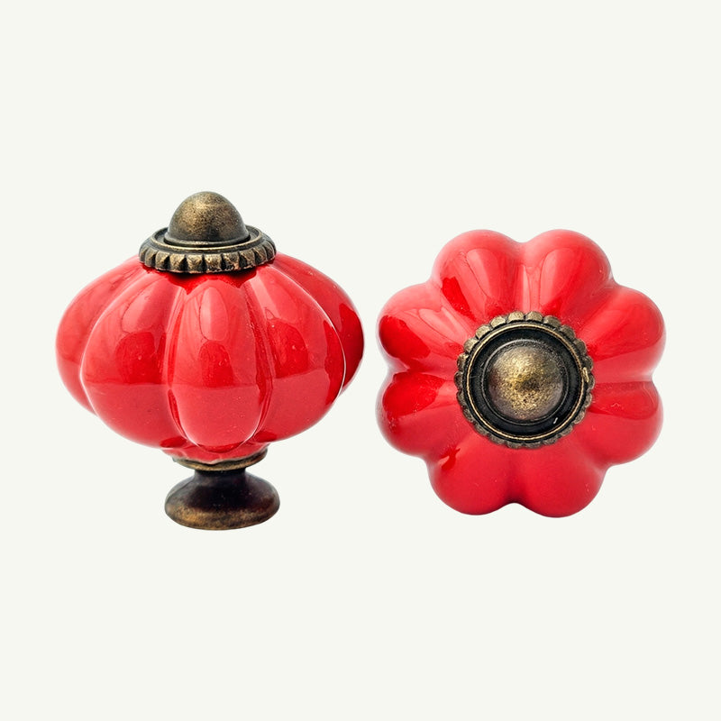 Puxador Porcelana Abóbora 34mm Vermelho - C1210