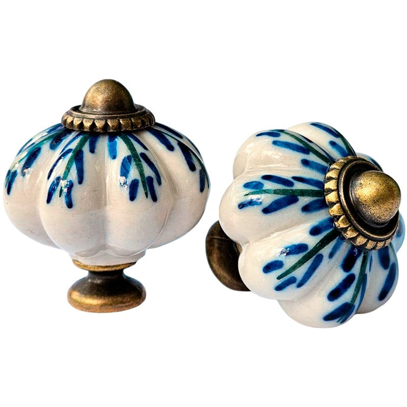 Puxador Porcelana Abóbora 34mm Branco - C1211