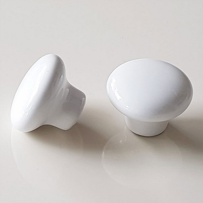 Puxador Porcelana Redondo Branco 32mm - C1301