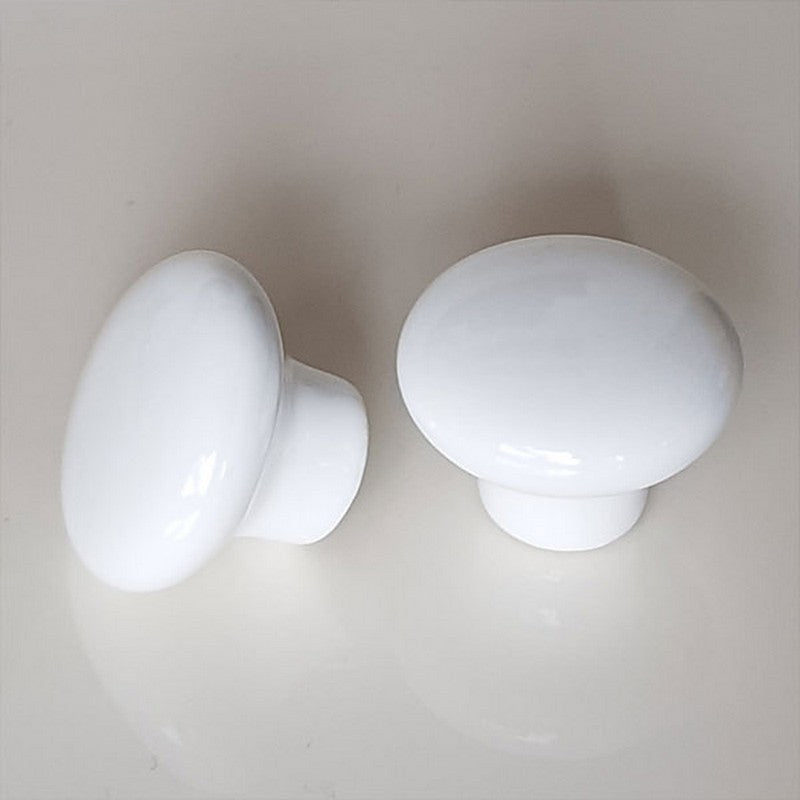 Puxador Porcelana Redondo Branco 32mm - C1301