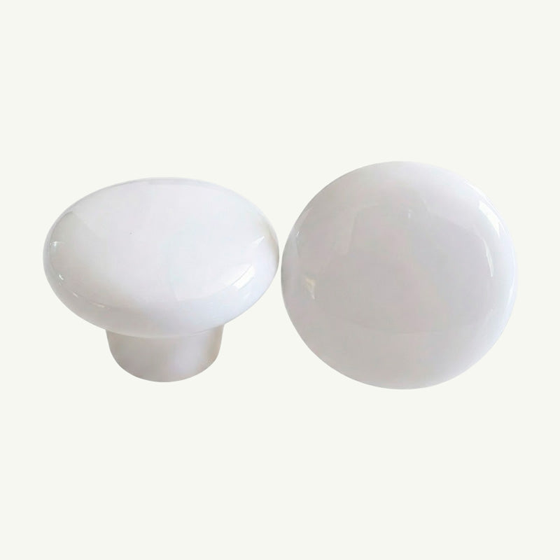 Puxador Porcelana Redondo Branco 32mm - C1301